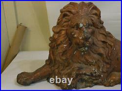 19th Century Victorian Cast Iron Lion Doorstop Large 27 Wide Heavy