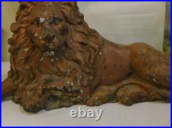 19th Century Victorian Cast Iron Lion Doorstop Large 27 Wide Heavy
