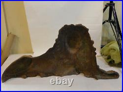 19th Century Victorian Cast Iron Lion Doorstop Large 27 Wide Heavy