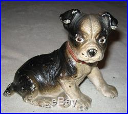 # 1 Antique Solid Cast Iron Hubley Boston Terrier Dog Art Statue Home Doorstop