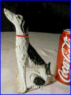 #1 Antique Spencer Hubley Cast Iron Wolfhound Dog Art Toy Statue Door Doorstop