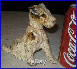 # 1 Solid Antique Hubley Cast Iron Fox Terrier Dog Art Statue Sculpture Doorstop