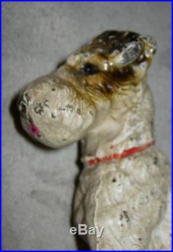 # 1 Solid Antique Hubley Cast Iron Fox Terrier Dog Art Statue Sculpture Doorstop