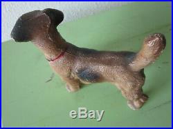 #2 Antique Original Hubley Cast Iron Fox Terrier Dog Doorstop/bookend Art Statue
