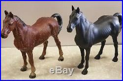 2 HUBLEY CAST IRON HORSE DOORSTOP (Black in Color) & (Reddish in Color)