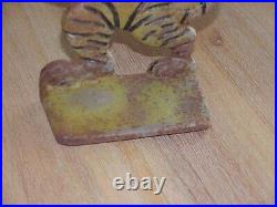 2 Scarce Antique Cast Iron Detroit Tigers Baseball Mascot Doorstops or Bookends