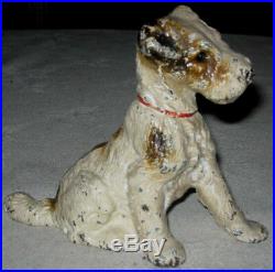 # 2 Solid Antique Hubley Cast Iron Fox Terrier Dog Art Statue Sculpture Doorstop