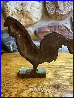(2) Two Cast Iron Doorstop Roosters Very Heavy Primitive Vintage
