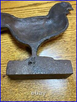(2) Two Cast Iron Doorstop Roosters Very Heavy Primitive Vintage