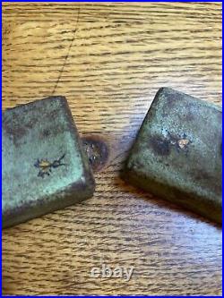 (2) Two Cast Iron Doorstop Roosters Very Heavy Primitive Vintage