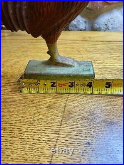 (2) Two Cast Iron Doorstop Roosters Very Heavy Primitive Vintage