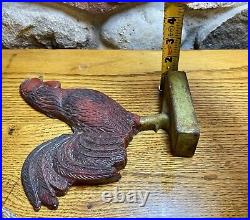 (2) Two Cast Iron Doorstop Roosters Very Heavy Primitive Vintage