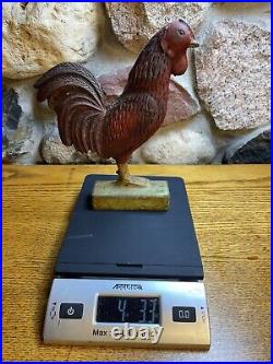 (2) Two Cast Iron Doorstop Roosters Very Heavy Primitive Vintage
