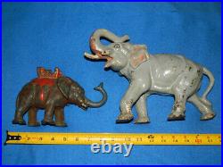 2 Vintage Cast Iron Elephants 3 lb. Coin Bank and 8 lb. Door Stop