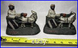2 Vintage Porgy Charleston SC Cast Iron Doorstop Mule with Rider In Cart MINT B14
