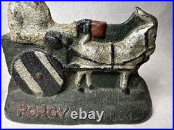 2 Vintage Porgy Charleston SC Cast Iron Doorstop Mule with Rider In Cart MINT B14