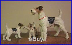 3 Antique Hubley Cast Iron Fox Terrier Dog Doorstops 1 Huge + 2 Small, Free Ship