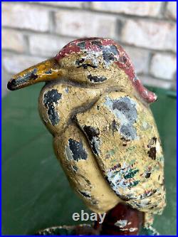 ALBANY CAST IRON HERON BIRD ART STATUE DOORSTOP ORIGINAL PAINT Great Patina 7.5