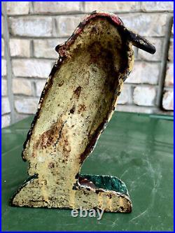 ALBANY CAST IRON HERON BIRD ART STATUE DOORSTOP ORIGINAL PAINT Great Patina 7.5