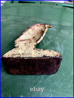 ALBANY CAST IRON HERON BIRD ART STATUE DOORSTOP ORIGINAL PAINT Great Patina 7.5