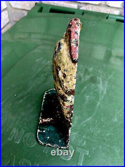 ALBANY CAST IRON HERON BIRD ART STATUE DOORSTOP ORIGINAL PAINT Great Patina 7.5