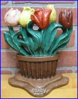 ALBANY FOUNDRY TULIPS Antique Cast Iron Flowers Doorstop Decorative Art Statue