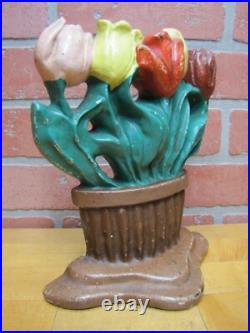 ALBANY FOUNDRY TULIPS Antique Cast Iron Flowers Doorstop Decorative Art Statue