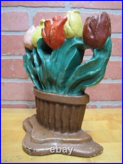 ALBANY FOUNDRY TULIPS Antique Cast Iron Flowers Doorstop Decorative Art Statue