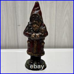 ANTIOUE CAST IRON SANTA CLAUS DOOR STOP FIGURE DATED 1890 5 1/2 Paper weight
