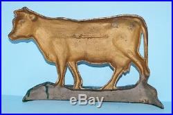 ANTIQUE ADVERTISING COW CAST IRON DOORSTOP NEW HOLLAND, PA FARM MACHINERY 1930s