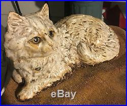 ANTIQUE AMERICAN USA HUBLEY FIRE SIDE CAST IRON CAT ART STATUE HEARTH DOORSTOP