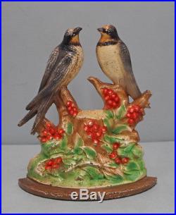 ANTIQUE BARN SWALLOWS BIRD CAST IRON HUBLEY DOORSTOP CIRCA 1920's-30's