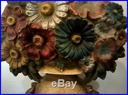 Antique Bradley And Hubbard Meriden Ct Cast Iron Flower Urn Doorstop 1st Paint