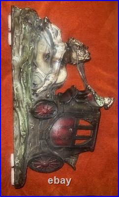 ANTIQUE CAST IRON 12LONG DOORSTOP COACH HORSE WITH WINDOWS Nice