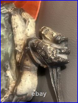 ANTIQUE CAST IRON 12LONG DOORSTOP COACH HORSE WITH WINDOWS Nice