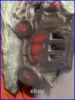 ANTIQUE CAST IRON 12LONG DOORSTOP COACH HORSE WITH WINDOWS Nice