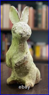 ANTIQUE CAST IRON RABBIT BUNNY DOORSTOP or GARDEN DECOR, Ca. 1890s-1910, Rare