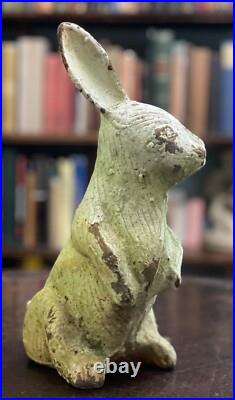 ANTIQUE CAST IRON RABBIT BUNNY DOORSTOP or GARDEN DECOR, Ca. 1890s-1910, Rare