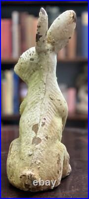 ANTIQUE CAST IRON RABBIT BUNNY DOORSTOP or GARDEN DECOR, Ca. 1890s-1910, Rare