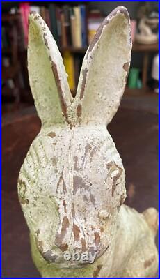 ANTIQUE CAST IRON RABBIT BUNNY DOORSTOP or GARDEN DECOR, Ca. 1890s-1910, Rare