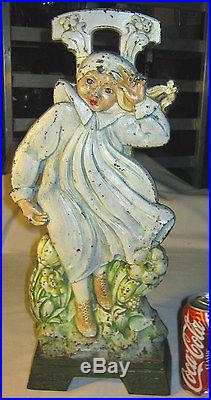 Antique Cjo Judd Cast Iron Girl Toy Doll Art Statue Sculpture Home Door Doorstop