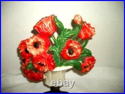 ANTIQUE COTTAGECORE Iron Hubley Poppies Door Stop Urn Original Chippy #440 ANTIQUE COTTAGECORE Iron Hubley Poppies Door Stop Urn Original Chippy #440