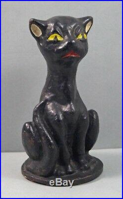 ANTIQUE CRAZY HALLOWEEN CAT CAST IRON DOORSTOP BLACK CAT CIRCA 1920's