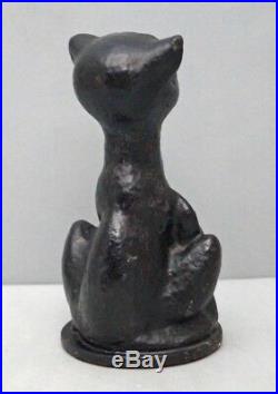 ANTIQUE CRAZY HALLOWEEN CAT CAST IRON DOORSTOP BLACK CAT CIRCA 1920's