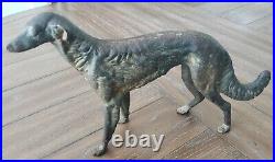 ANTIQUE Cast Iron European Lurcher Saluki Dog Hubley Style Door Stop REALLY NICE
