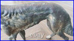 ANTIQUE Cast Iron European Lurcher Saluki Dog Hubley Style Door Stop REALLY NICE