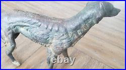 ANTIQUE Cast Iron European Lurcher Saluki Dog Hubley Style Door Stop REALLY NICE