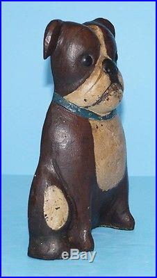 ANTIQUE ENGLISH BULLDOG DOG CAST IRON DOORSTOP METAL ART CIRCA 1930's