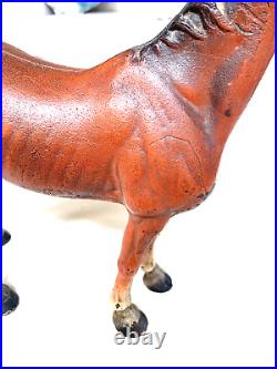 ANTIQUE HEAVY Cast Iron EQUESTRIAN HORSE STATUE/SCLUPTURE DOORSTOP
