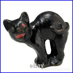 ANTIQUE HUBLEY BLACK CAT DOORSTOP Cast Iron Figure Halloween Toy Statue X RARE
